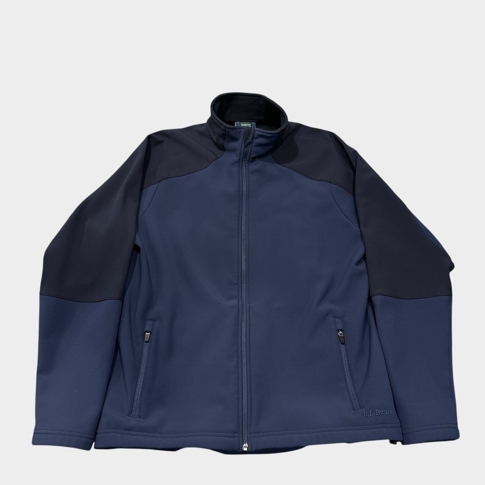 LL Bean‎ Softshell Jacket Men's Large Tall Blue Two Tone Full Zip ODAR3